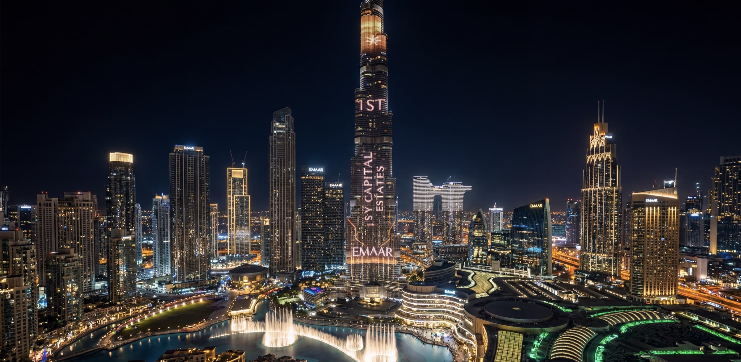 SY Capital Estates celebrated on the Burj Khalifa for 1st place at the Emaar Annual Broker Awards